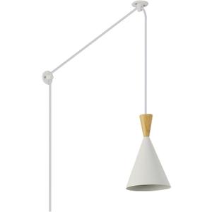 Modern Plug in Pendant Light Kitchen, Adjustable Hanging Lamp, Matte White, funnel pendant light white