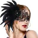 Zinniday Feather Masquerade Mask for Women - 2026 Venetian Antique Carnival Masks with Feather for Woman Prom Ball Party