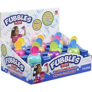 Fubbles No Spill Bubble Tumbler Minis Party Favor 12 pack | Bubble toy for babies toddlers and kids | Includes 2oz bubble solution and a wand per bottle (assorted colors)