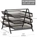 Mind Reader 3-Tier Paper Tray, Desktop Organizer, File Storage, Workspace, Office, Metal Mesh, 11.75"L x 13.75"W x 10"H, Black
