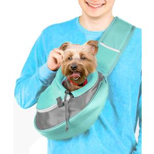 Pet Sling Carrier - Small Dog Puppy Cat Carrying Bag Purse Pouch - For Pooch Doggy Doggie Yorkie Chihuahua Baby Papoose Bjorn - Travel Front Backpack Chest Body Holder Pack To Wear (Teal) (Blue Lagoon)