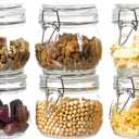 ODBCYWM 17oz Glass Food Storage Jars with Airtight Lids, Set of 6 Clear Preserving Seal Wire Clip Fastening Canisters for Kitchen Canning, Flour, Cereal, Pasta, Sugar, Beans, Pickling Jars 