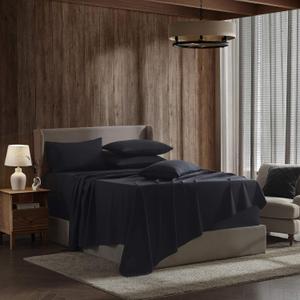 Nestl Extra Deep Queen Sheet Set - 6 Piece Breathable & Cooling Sheets - Hotel Luxury Bedding Set w/18-24 Inch Extra Deep Pockets - Easy & Secure Fit - Super Soft, Wrinkle Free & Comfy - Black