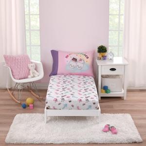 DreamWorks Gabby's Dollhouse Dream It Up Pink and Purple Kitty Fairy 2 Piece Toddler Sheet Set - Fitted Bottom Sheet and Reversible Pillowcase