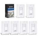 BESTTEN 6 Pack Dimmer Light Switch, LED Dimmer Switch, Single-Pole or 3-Way, for Dimmable LED, Halogen and Incandescent Bulbs, 120V, Wall Plate Included, UL Listed, White