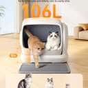 MeoWant Self-Cleaning Cat Litter Box, 106L Extra-Large Space Low Entrance Automatic Cat Litter Box Perfect for Multiple Cats, Safety Sensor, Anti-Pinch, APP Control, Odor Free with Mat & Liner