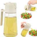 2-in-1 Olive Oil Sprayer & Dispenser - 16oz/470ml Glass Kitchen Bottle with Spray/Pour Function, for Air Fryer, Salad, Frying, BBQ (milky white)