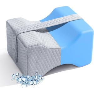 Knee Pillow for Side Sleepers,Cooling Leg Pillow for Sciatica, Knees,Back,Joints Between Legs,HIPS Pain Relief When Side Sleeping,Spine Aligning Support for Surgery Recovery, Removable Strap (Natural Gray)