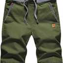 Tansozer Men's Shorts Casual Classic Fit Drawstring Summer Beach Shorts with Elastic Waist and Pockets (X-Large, Green)