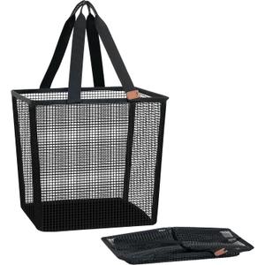 STORAGE MANIAC Collapsible Laundry Basket, 16.9 Gal. Large Pop-up Laundry Hamper with Long Carry Handles, Space-Saving Foldable Clothes Hamper with Bottom Elastic Band, Travel Laundry Bags, Mesh Black