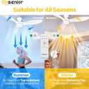 Ensenior 52 Inch Flush Mount Ceiling Fan with Light and Remote, Black Low Profile Ceiling Fans with Lights for Bedroom Living Room, 3 ABS Blades, Modern Quiet Reversible DC Motor, 3CCT, 6 Speeds