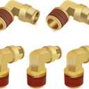 Siptenk 1/2" Elbow DOT Brass Push to Connect Air Line Fittings 5 PCS, 1/2" OD Tube x 1/2" NPT Thread Air Brake Line Quick Connect Fittings for Truck Trailers Industry Air System