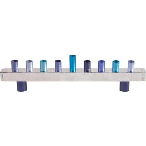 Yair Emanuel Anodized and Hammered Strip Menorah - Blue