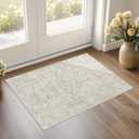 2x3 Area Rug Living Room Rugs - Washable Boho Vintage Floral Large Soft Non Slip Thin Rug Low Pile Carpet for Bedroom Dining Room Kids Playroom Office Decor Indoor- Light Blue