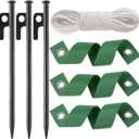 3 Pcs 12 Inch Heavy Duty Steel Tree Stake Kits, Tree Stakes and Supports for Young Trees Against Bad Weather Leaning Tree Anchor Straightening Kit, Bonus Tree Straps & Rope for Anchoring