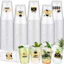 Kochorie 120 Pieces 16 Ounce Graduation Cups Disposable Class of 2026 Cup Clear Print Drink for Hot Cold Drinks Party Supplies, Black and Gold