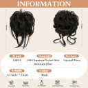 SARLA 2PCS Black Messy Bun Hair Pieces for Women Detachable Claw Clip Wavy Curly Synthetic Hairpieces for Updos with Tendrils Fake Scrunchies Ponytail Extension