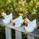 GUTE Chicken Sitting on Fence Funny Decor Garden Statues (Set of 3) for Fences or Any Flat Surface, Rooster Statues Wall Art Yard Art Sculptures for Backyard Farm Patio Lawn Decorations