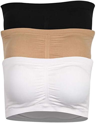 DD DEMOISELLE Women's Strapless Bralette Seamless Bandeau Tube Top Bra 3 & 2 Packs Size L