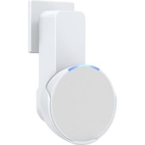Maxonar Wall Mount for Echo Pop, Echo Pop Wall Mount Speaker Stand Holder No Screws and Drill Needed Cable Hidden Storage- White (1 Pack)