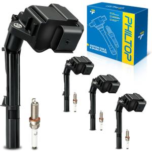 PHILTOP Ignition Coil Pack and Iridium Spark Plugs Fits for Benz 2015-2018 C300, 2016-2019 GLC300, 2015-2020 GLA250, 2014-2019 CLA250, 2017-2019 E300, INFINITI 2017-2019 QX30, 4PCS UF734