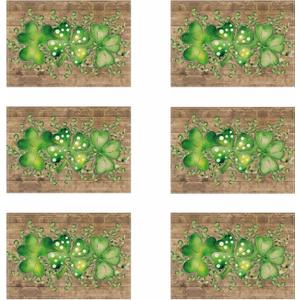 XCHI Green Plaid Four-Leaf Clovers Shamrocks Horseshoes St. Patrick's Day Placemats Set of 6 Table Mats for Party Home Kitchen Dining Table Decorations 12x18 Inch