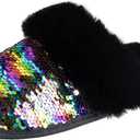 Jessica Simpson Girls Comfy Slippers - Cute Faux Fur Slip-on Shoes Memory Foam House Slipper (L)