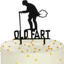 2 x Acrylic Old Man & Woman Birthday Cake Topper - Humor Decoration, Black