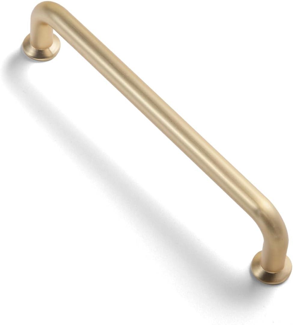Set of 12 -Sleek 5" Center to Center Brushed Brass Cabinet Handles - Modern and Minimalist Hardware for Stylish Home Enhancement