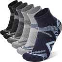 ANTSANG 6 Pairs Merino Wool Quarter Ankle Hiking Running Socks Compression Thermal Thick Cushion Socks for Women Men (Gray, L)