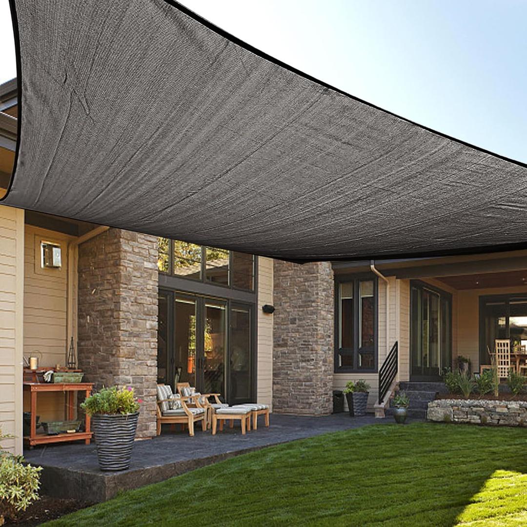 LOVE STORY 20' x 26' Rectangle Dark Grey Sun Shade Sail Canopy UV Block for Outdoor Patio Garden Backyard