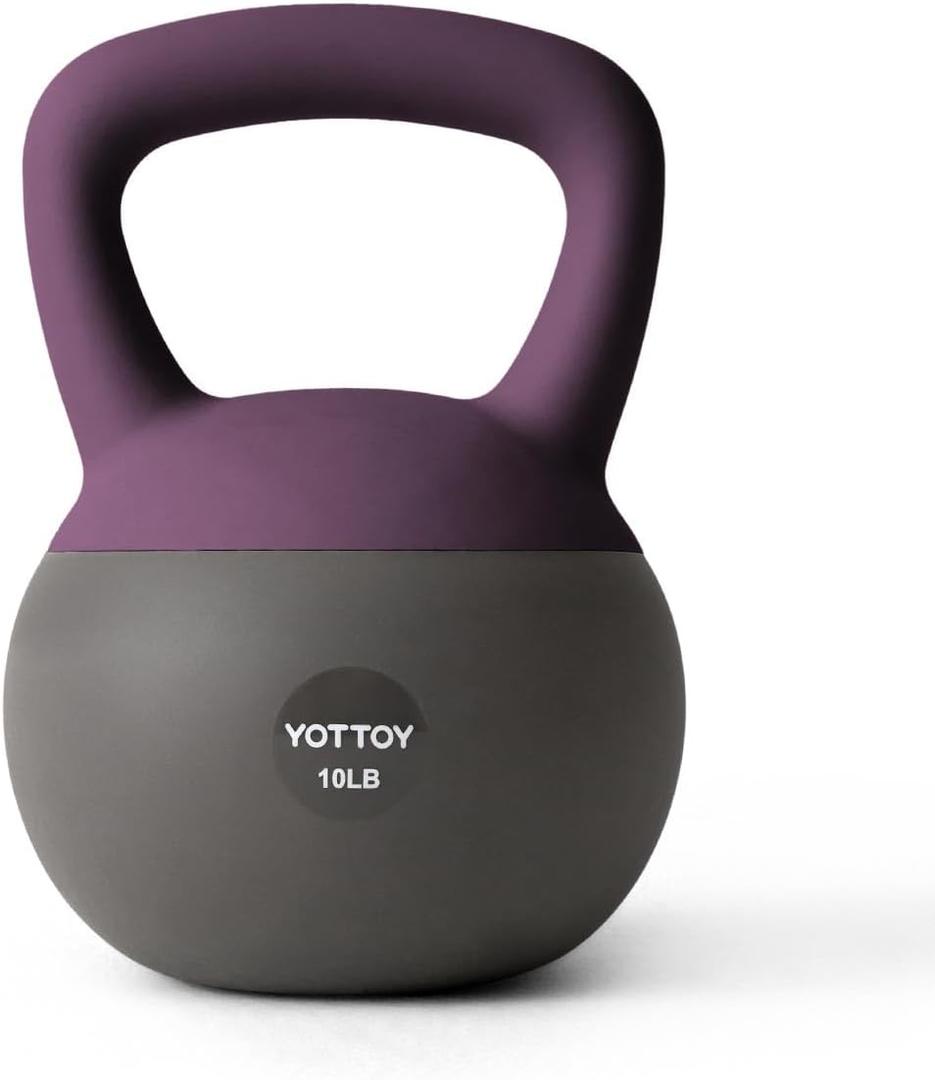 YOTTOY Soft Kettlebell, Set for Strength Training Kettlebells & Home Workouts, Soft-Sided Cushioned Base, Wide-Handle - Ideal for Men, Women, & Beginners (10LB-Purple)