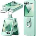 JETech Case for Galaxy Z Flip 7 FE 2025 / Z Flip 6 2024 with Ring, Hard PC Slim Shockproof Anti-Scratch Protective Phone Cover (Mint Green)