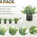 Mkono 4 Packs Small Fake Plants in Farmhouse Galvanized Pots Table Centerpiece Mini Potted Artificial Plants Faux Eucalyptus for Shelf Office Rustic Home Decor (Black, Mini-6" H)