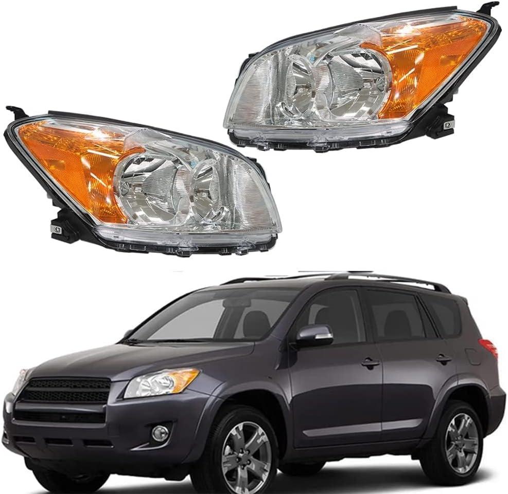 labwork Headlights Replacement for RAV4 2009 2010 2011 2012 Clear Chrome Headlights Lamps Front Driver and Passenger Side