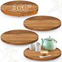 Kigley 4 Pcs Acacia Wood Lazy Susan Organizers Lazy Susan Turntable for Cabinet Non Skid Kitchen Tray for Counter Pantry Spice Salt Pepper Olive Oil Table Organization and Storage (14 Inch)