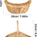 POPETPOP Wicker Picnic Basket with Handle, Empty Organiser to Fill Picnic Hamper Wedding Flower Girl Baskets for Garden, 8.66x7.07x7.87 Inches