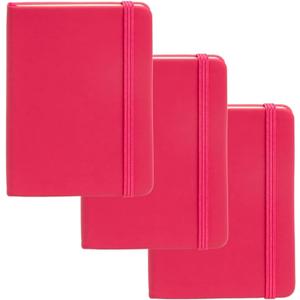 Simply Genius A6 Pocket Size Mini Notebooks with Hardcover - Ruled Small Journal Set for School, Home & Office - 124 pages (3.7" x 5.7") with Inner Pocket (Pink Hardcover Notebook, 3 Pack)