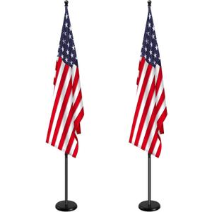 SENZHIYI Indoor Telescoping Flag Pole with Base 6FT-8FT,Aluminum Commercial Indoor Flagpole with Black Ball Top Finial,Heavy Duty Indoor Flag Pole Kit for Office School City Hall Black 2Pack