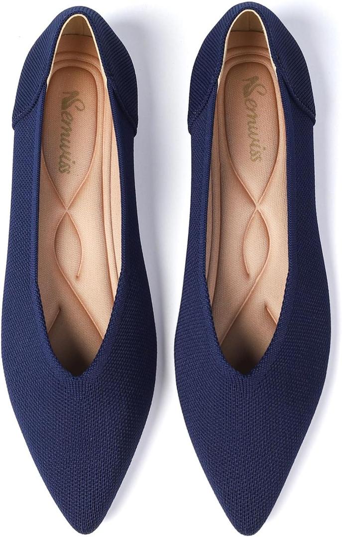 Semwiss Women's Ballet Flats Comfortable Casual Dressy Shoes Work Office Shoes Pointed Toe Flats Navy Size 10