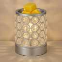 Leyoue Electric Crystal Wax Melt Warmer - Bulb Heating, Elegant Crystal Design, Quickly Melts Wax Blocks, Releases Long-Lasting Fragrance, Perfect Candle Wax Burner and Wax Warmer for Home Decor (Silver-03)