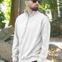 Dokotoo Men Men's Quarter Zip Sweatshirts Casual Long Sleeve Mock Neck Pullover Solid Textured Fall Clothes (White, XL)