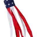 Homissor Embroidered American US Flag Windsock- 60 Inch Outdoor Hanging Heavy Duty 4th of July Red White Blue Patriotic US Flag Wind Sock Fade Resistant Weatherproof Patriotic Decorations