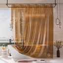 AmazerBath Shower Curtain Liner, 100% EVA Soft Clear Amber Heavy Duty Shower Curtain and Liner 2-in-1, 72x72 Luxury Plastic Weighted Bathroom Shower Liner, 12 Rustproof Grommets & 3 Heavyweight Stones (Rainbow Caramel Latte)