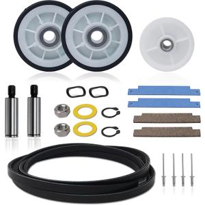 AZ4U Dryer Repair Kit Drum Rollers 12001541 303373K W10116741 303373, Belt 33002535 WP33002535 33001777, Idler Pulley 6-3700340 WP6-3700340 Replace For Maytag Neptune 3000 Series MDE6000AYW MDE5500AYW