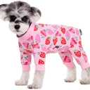 Surgery Recovery Suit for  Dogs, Onesie for Surgery Female Dogs,  Dogs Pajamas Long Sleeve, Abdominal Wound Bandages Surgical Suit, Dog Cat Recovery Suit for Shedding Skin Disease (Large)