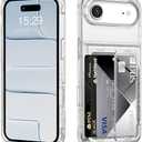 ACANDYA for iPhone Air Case Wallet Clear Protective Phone Case with Credit Card Holder Heavy Duty Protection Shockproof Anti-Scratch Anti-Yellow Cover for iPhone 17 Air 6.5 inch Transparent