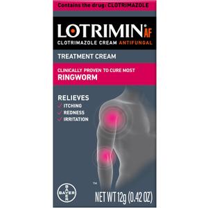 Lotrimin AF Ringworm Cream Clotrimazole 1% - Clinically Proven Effective Antifungal Cream Treatment of Most Ringworm, For Adults and Kids Over 2 years, .42 Ounce (12 Grams)