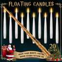 Floating Candles with Wand 18PCs - Halloween Christmas Decorations Magic Flameless Candles Hanging Candles with String Flameless Taper Candle Remote for Window Home Party Birthday Room Decor