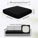 Newwiee Set of 4 Stretch Patio Cushion Covers Sofa Couch Seat Chair Slipcovers Cushion Cover Replacement Furniture Protector for Pets Washable(Black,Seat Cover,Solid)